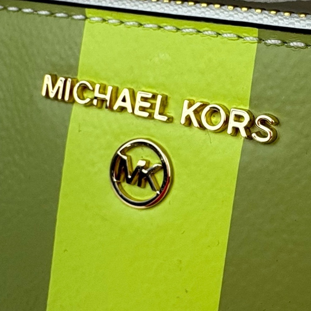 NWT • MICHAEL KORS Limeade Center Stripe Large Zip Wristlet - $128.